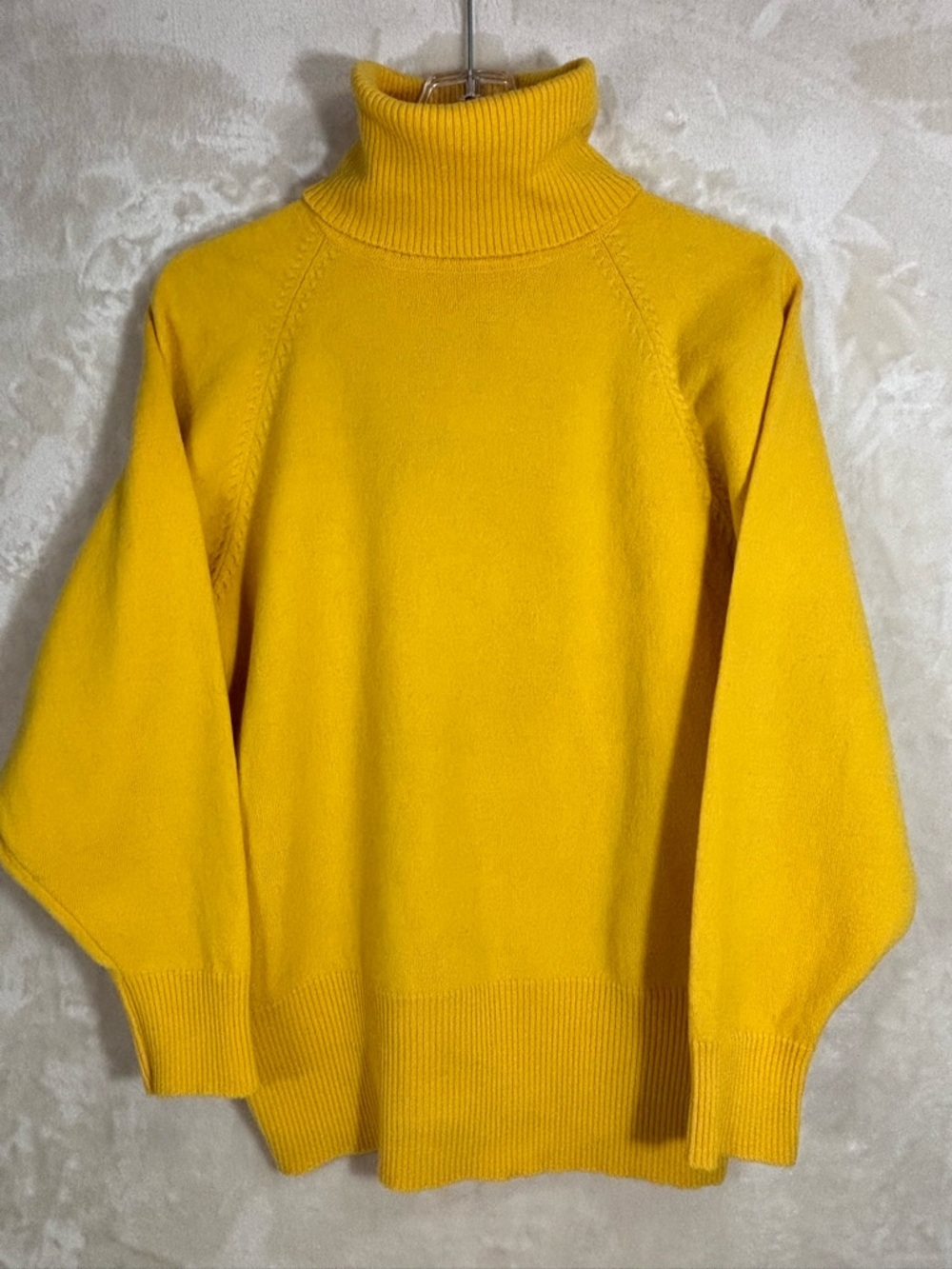 Women’s Vintage Retro Tobria Wool Mustard Yellow Ribbed Hem Turtleneck Sweater M